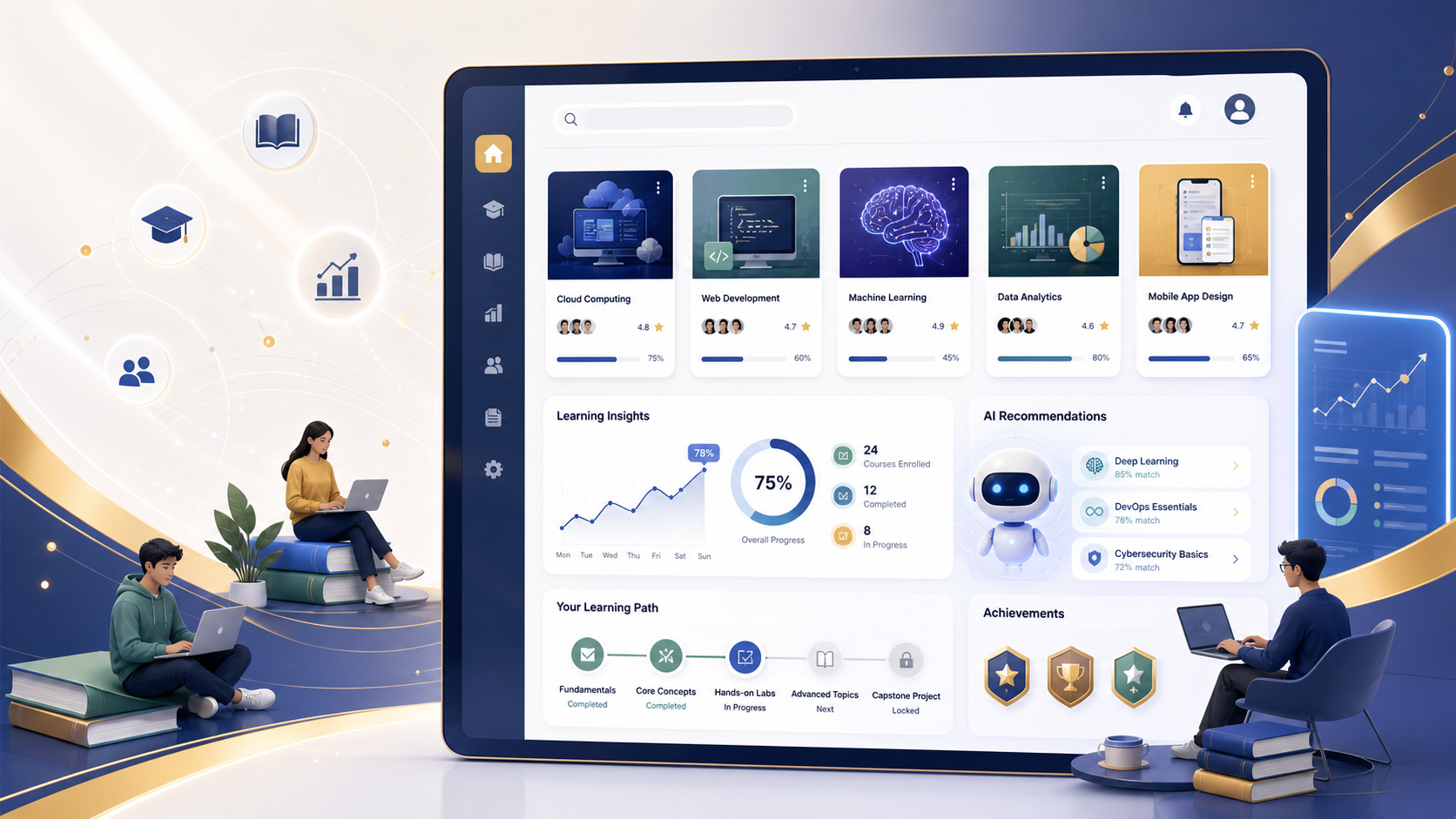 AI-generated education platform illustration