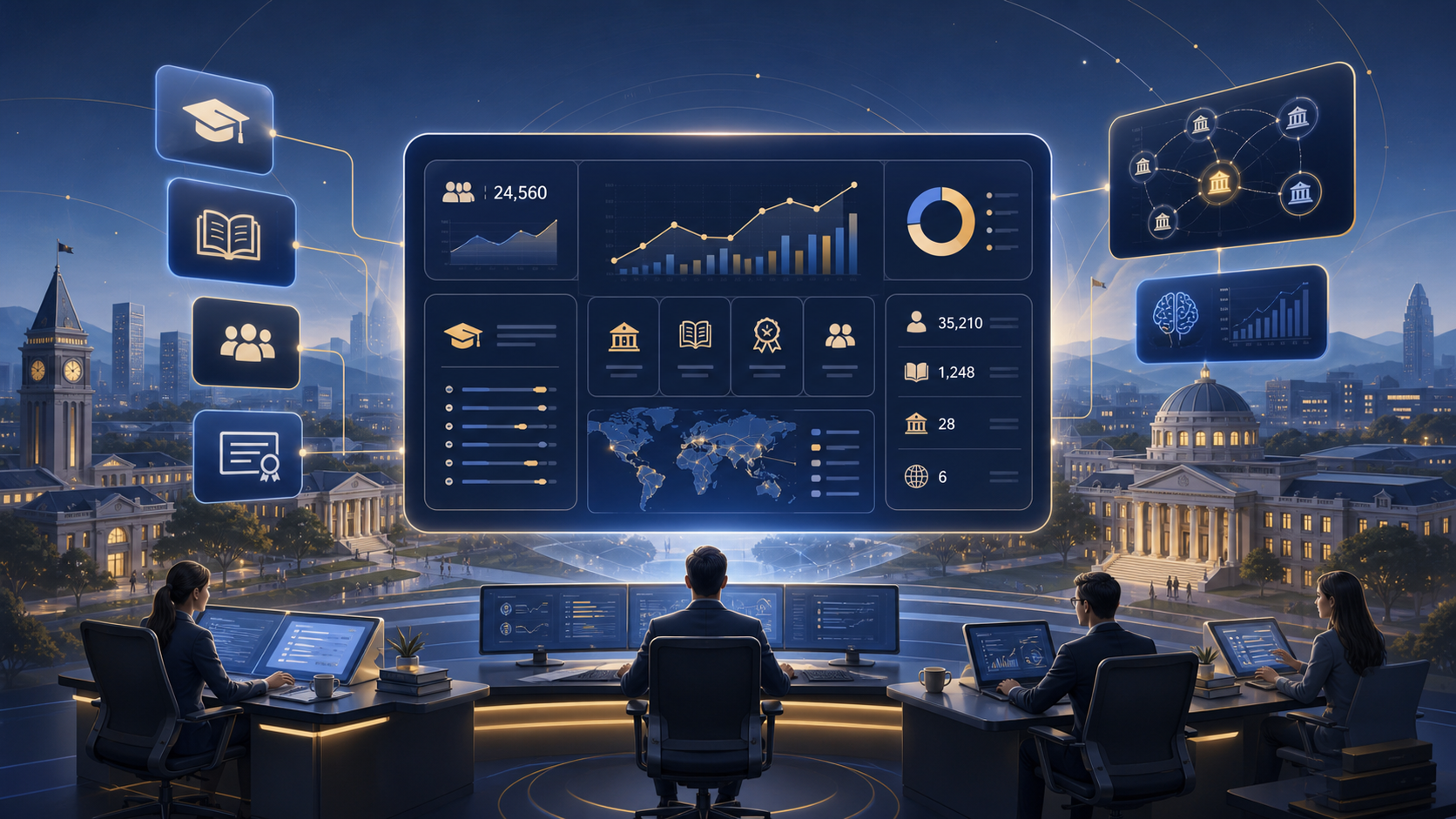 AI-generated higher education platform illustration