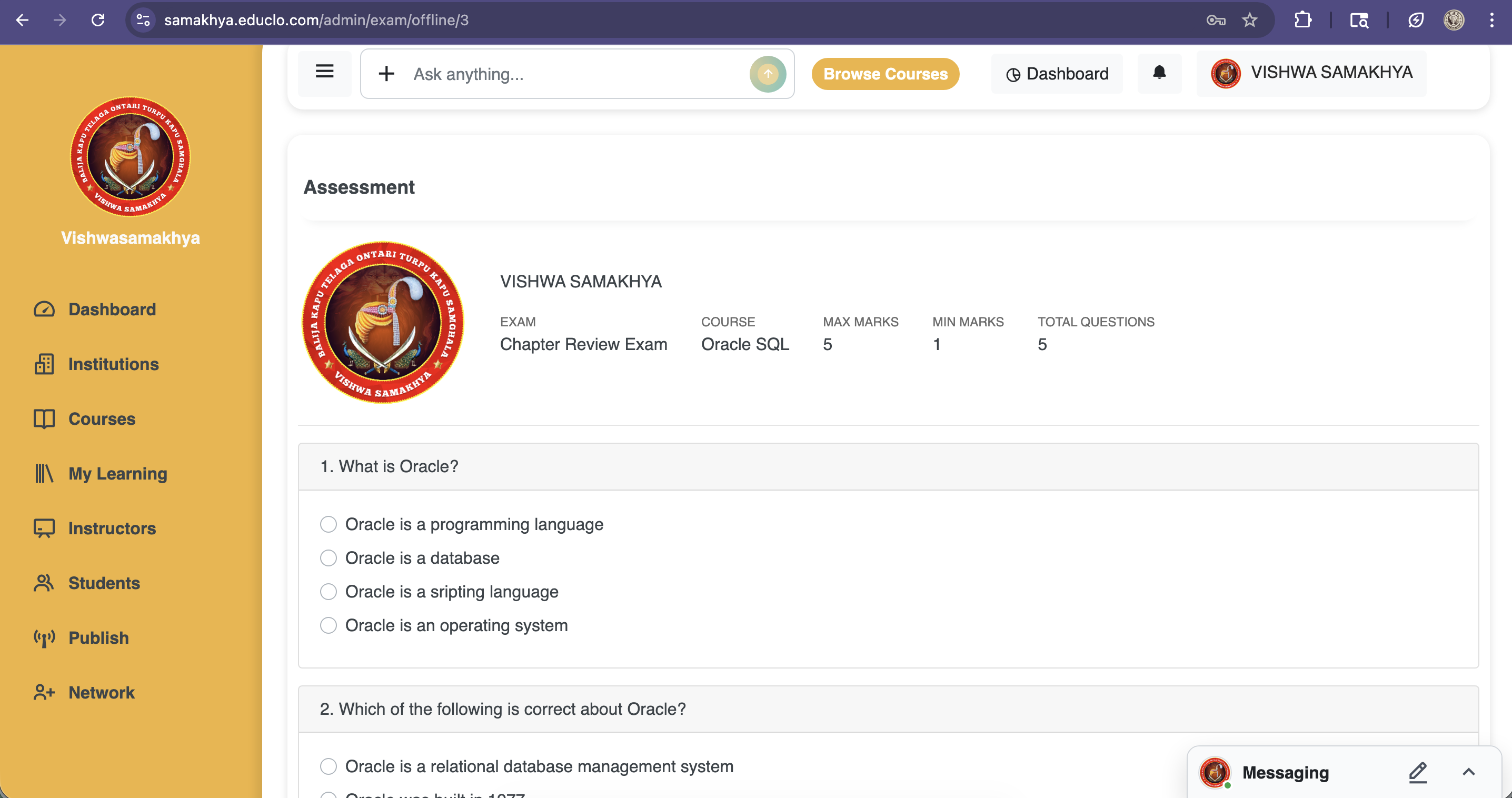 Assessment screenshot