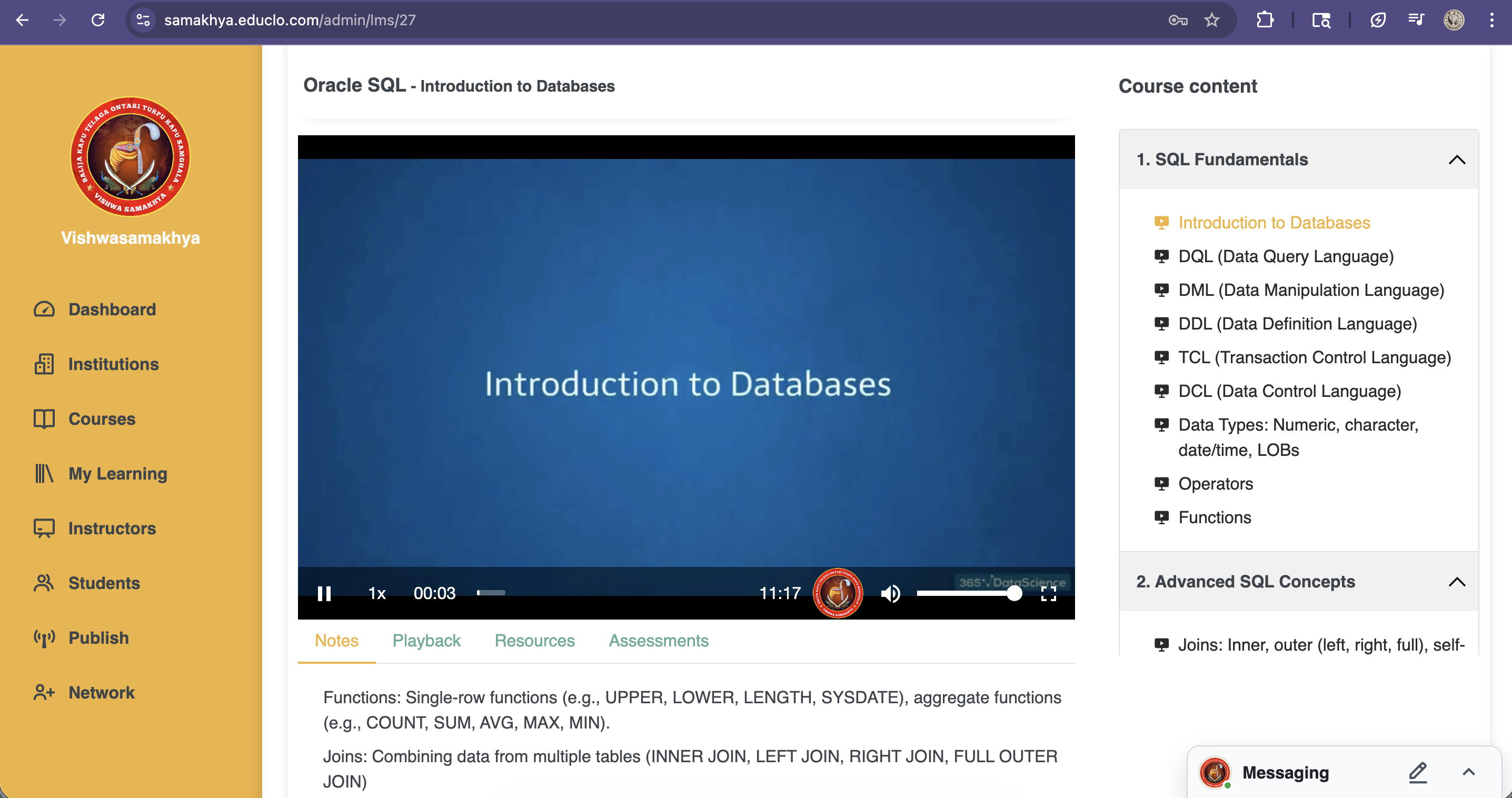 Course content screenshot