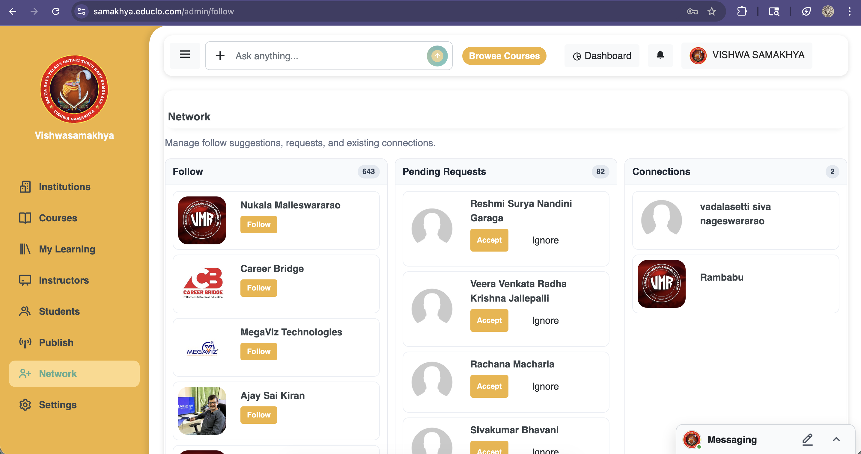 EDUCLO community network screenshot