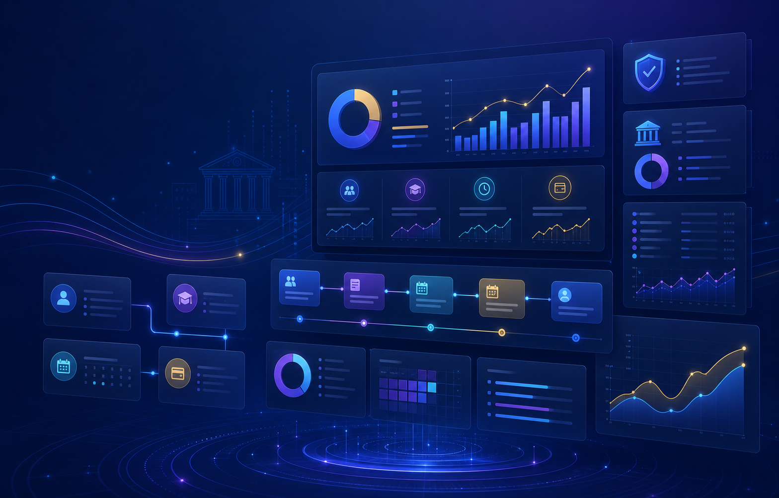 Institutional workforce intelligence dashboard illustration